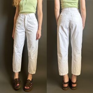1990s Vintage White Cropped Ankle Pants, XS 24" waist